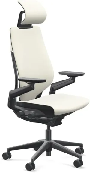 Steelcase Gesture Office Desk Chair with Headrest Plus Lumbar Support Cogent Connect Coconut 5S15 Fabric Low Black Frame