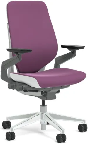 Steelcase Gesture Task Chair: Shell Back - Platinum Metallic Frame/Polished Aluminum Base/Seagull Accent - Roll Control Hard Floor Casters