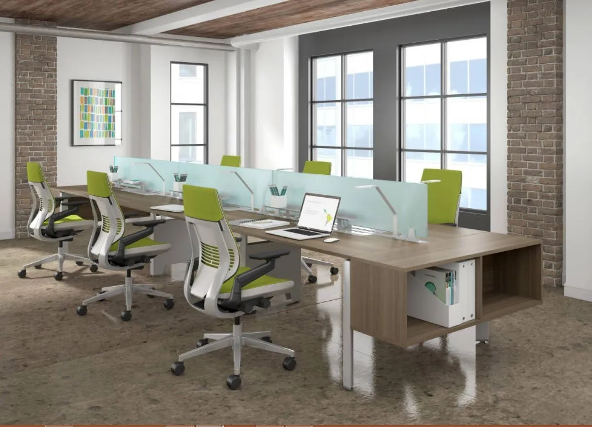 Steelcase Gesture Task Chair: Wrapped Back - Sterling Dark Solid Frame/Polished Aluminum Base/Merle Accent - Adjustable Lumbar Support - Roll Control Hard Floor Casters