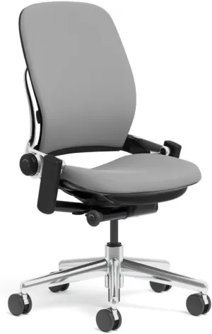 Steelcase Leap Task Chair: Polished Aluminum Base - Armless - No Headrest - Hard Floor Casters