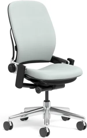 Steelcase Leap Task Chair: Polished Aluminum Base - Armless - No Headrest - Hard Floor Casters