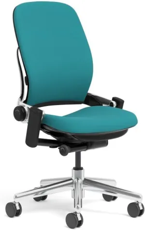 Steelcase Leap Task Chair: Polished Aluminum Base - Armless - No Headrest - Hard Floor Casters