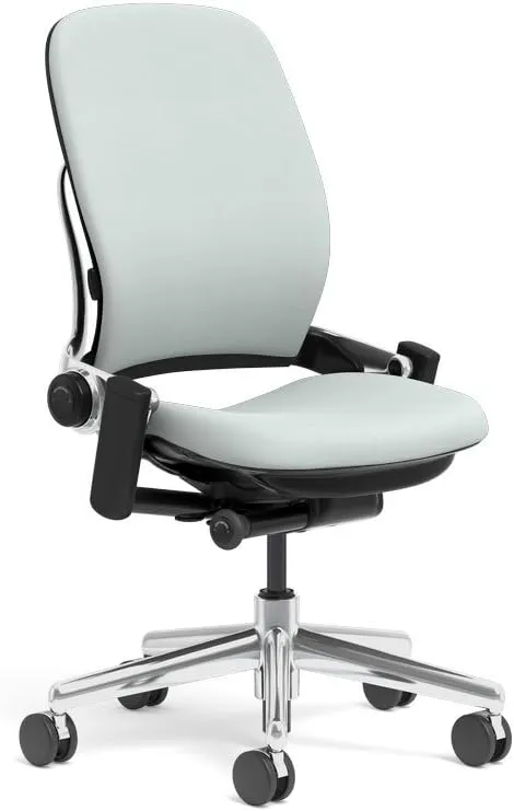 Steelcase Leap Task Chair: Polished Aluminum Base - Armless - No Headrest - Hard Floor Casters