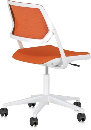 Steelcase QiVi Office Chair - with Arms - Scarlet - Aluminum Base, Arctic White Frame