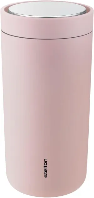Stelton to-Go Click Thermal Mug, Double-Walled Insulated Flask, Rustproof, Leak-Proof Coffee Mug/Tea Mug with Smart Click Lid, Hot & Cold Drinks, 0.4 Litres, Soft Rose