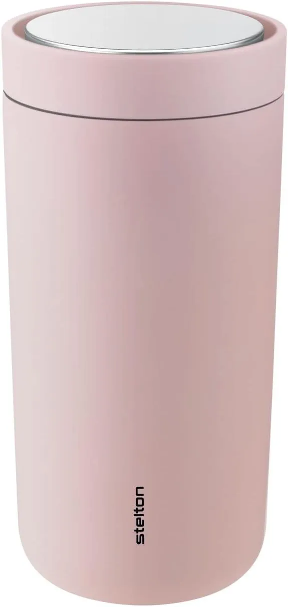 Stelton to-Go Click Thermal Mug, Double-Walled Insulated Flask, Rustproof, Leak-Proof Coffee Mug/Tea Mug with Smart Click Lid, Hot & Cold Drinks, 0.4 Litres, Soft Rose