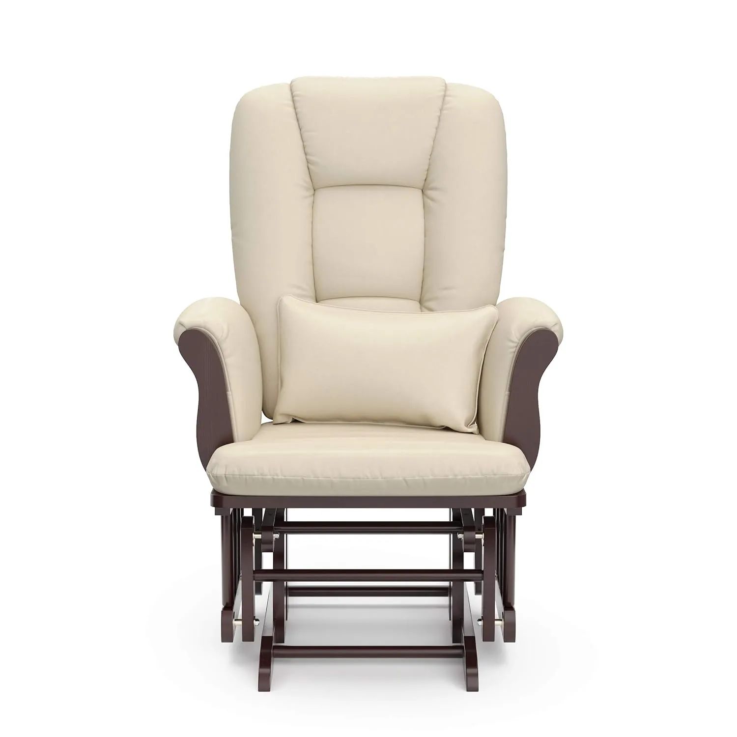 Storkcraft Tuscany Custom Glider and Ottoman with Free Lumbar Pillow (Espresso/Beige) - Cleanable Upholstered Comfort Rocking Nursery Chair with Ottoman
