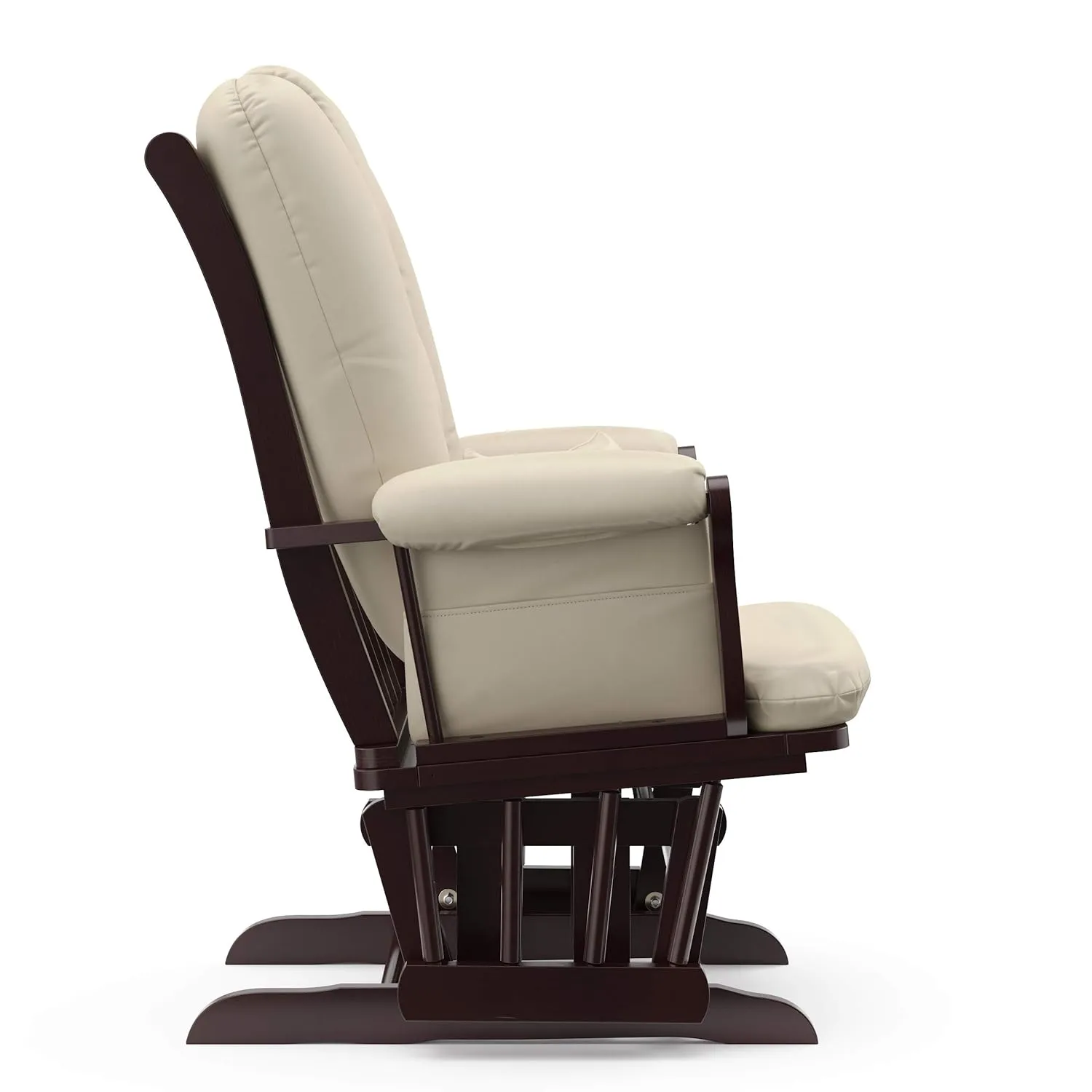 Storkcraft Tuscany Custom Glider and Ottoman with Free Lumbar Pillow (Espresso/Beige) - Cleanable Upholstered Comfort Rocking Nursery Chair with Ottoman