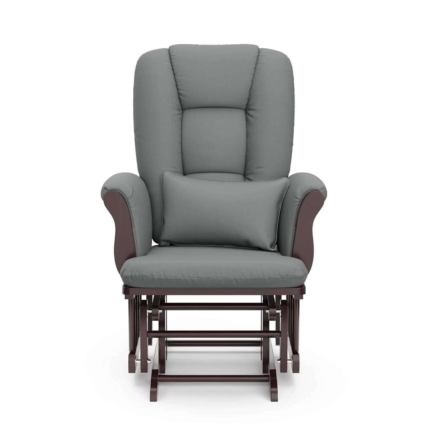 Storkcraft Tuscany Custom Glider and Ottoman with Free Lumbar Pillow (Espresso/Grey) - Cleanable Upholstered Comfort Rocking Nursery Chair with Ottoman