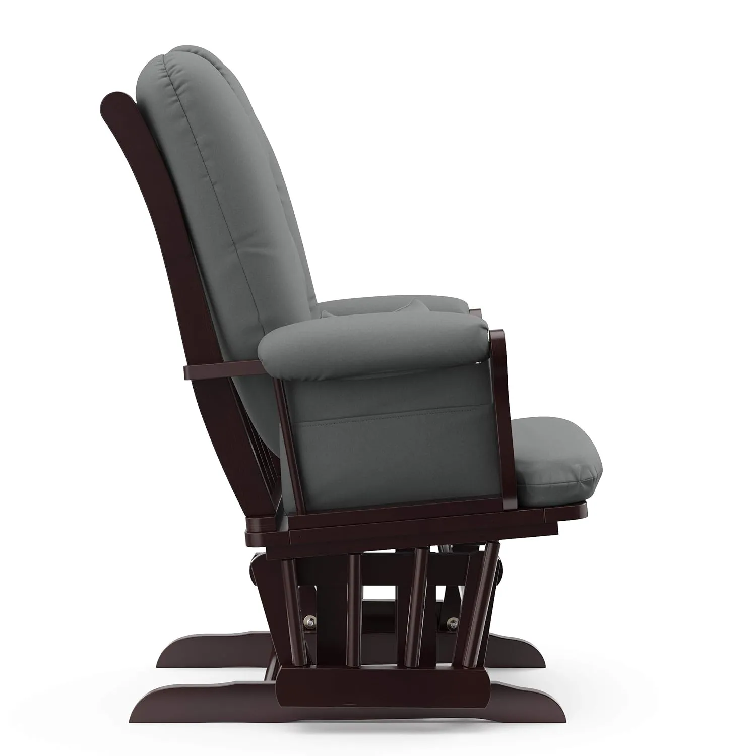 Storkcraft Tuscany Custom Glider and Ottoman with Free Lumbar Pillow (Espresso/Grey) - Cleanable Upholstered Comfort Rocking Nursery Chair with Ottoman