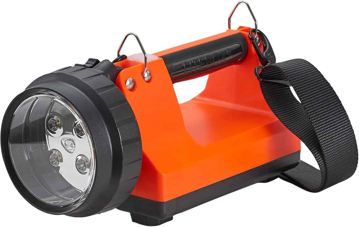 Streamlight 45805 E-Flood LiteBox 1500-Lumen 4700 Candela Rechargeable Flood Beam Lantern with Vehicle Mount System, Direct Wire DC Charging Rack, and Heavy Duty Shoulder Strap, Orange