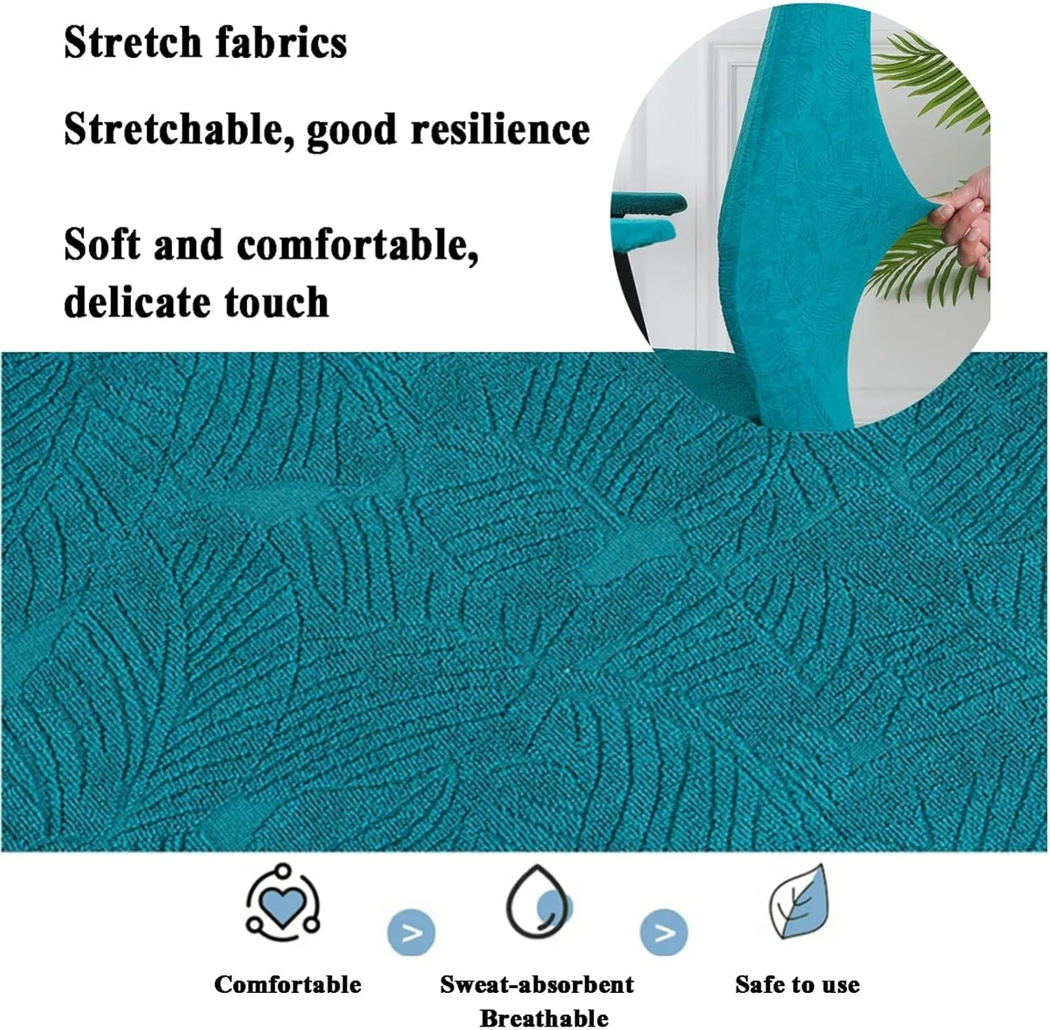 Stretchable Jacquard Office Chair Covers with Armrest Covers - Non-Slip Washable Swivel Chair Protector for Office/Dining/Bar(H)
