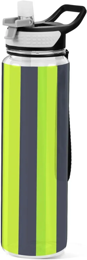 Stripes Lime Green Navy Blue Leakproof BPA Free Reusable Water Bottle With Straws Leak-proof Double-Wall Insulation for School and Outdoor Sports 20 oz botellitas para agua bendita
