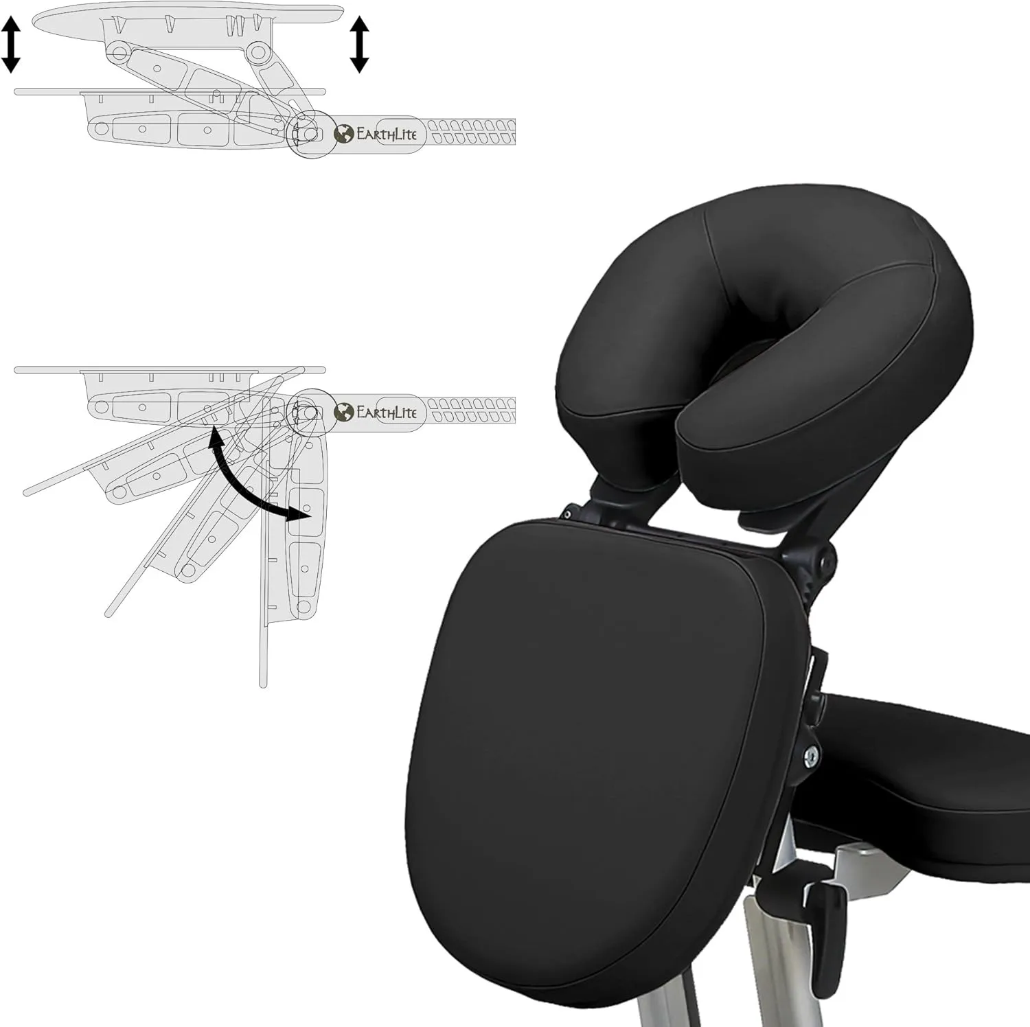 STRONGLITE Portable Massage Chair Ergo Pro II - Ultra-Strong, Lightweight, Foldable Tattoo Spa Chair with Wheels & Carry Case (600lbs Working Weight), Black