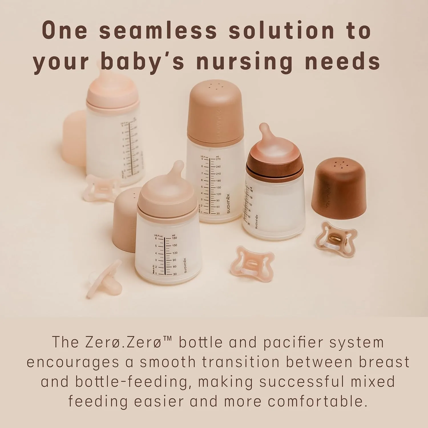 Suavinex Zero Zero Newborn Starter Set Small Anti Colic Baby Bottle   Pacifier, No 1 Spanish Baby Bottle Brand, Minimizes Bottle Rejection & Nipple Confusion, Adaptable Flow - Deep