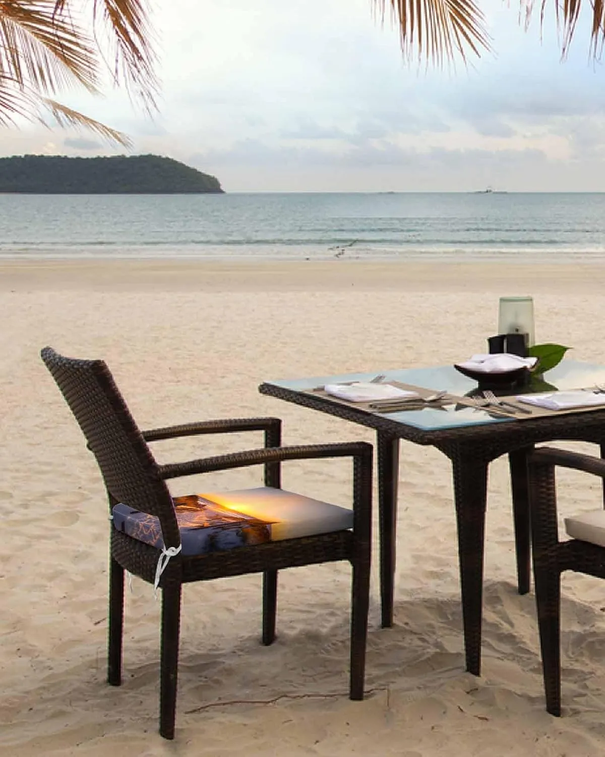 Summer Beach Outdoor Cushion Chair Cover Set of 2 - Waterproof Couch Seat Covers, Sunset Nautical Ocean Sea Patio Furniture Protector Cushions Slipcovers for Sofa/RV, 22"x22"x4"