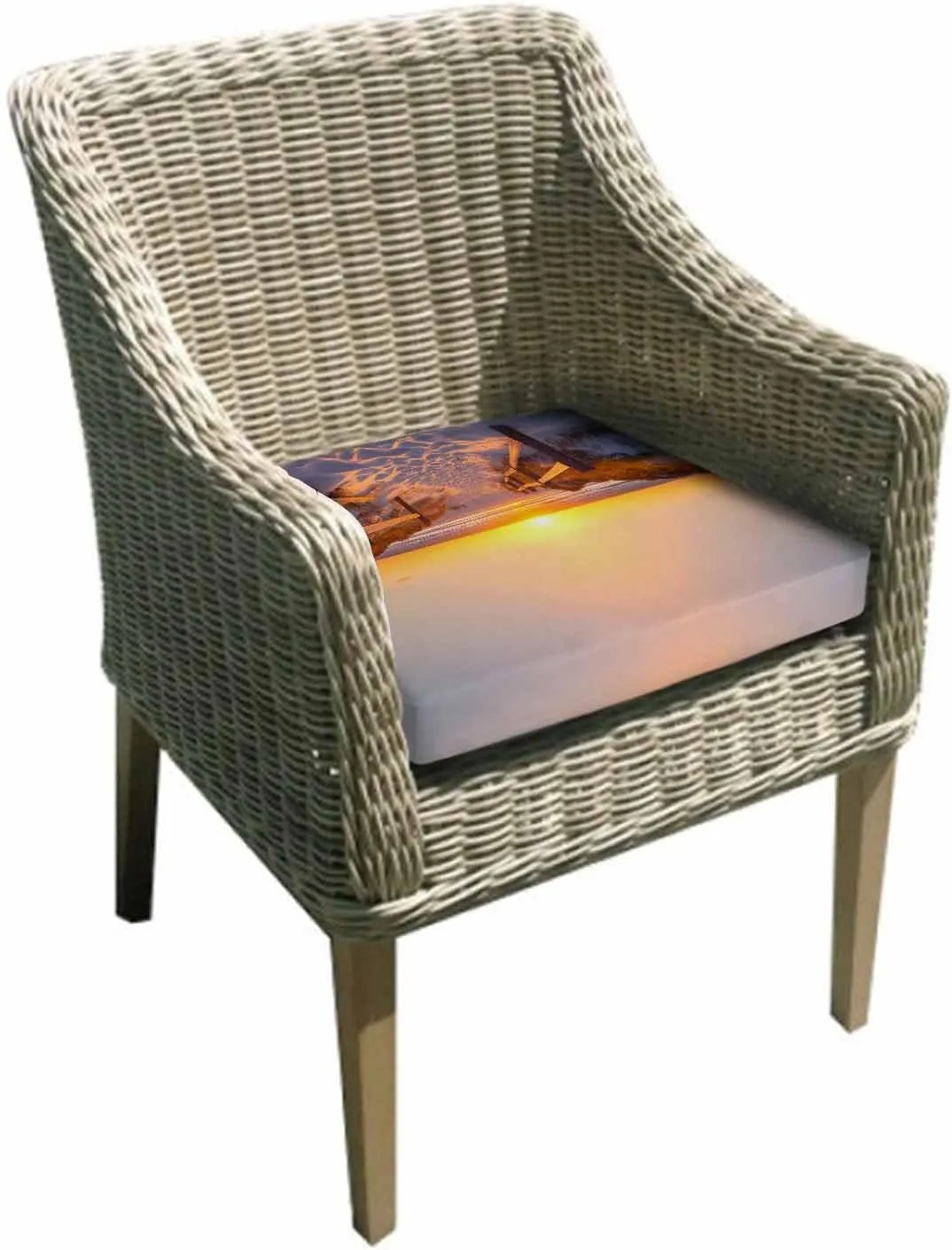 Summer Beach Outdoor Cushion Chair Cover Set of 2 - Waterproof Couch Seat Covers, Sunset Nautical Ocean Sea Patio Furniture Protector Cushions Slipcovers for Sofa/RV, 22"x22"x4"