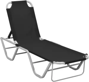 Sun Lounger Aluminum and Textilene Blackrecliner Chair Outdoor Lounge Chairs Tanning Chair Camping chairsSuitable for Gardens, courtyards