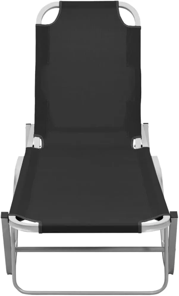 Sun Lounger Aluminum and Textilene Blackrecliner Chair Outdoor Lounge Chairs Tanning Chair Camping chairsSuitable for Gardens, courtyards