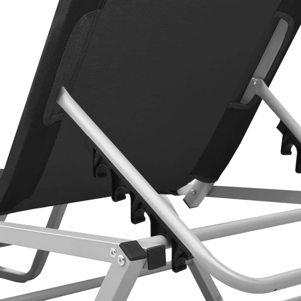 Sun Lounger Aluminum and Textilene Blackrecliner Chair Outdoor Lounge Chairs Tanning Chair Camping chairsSuitable for Gardens, courtyards