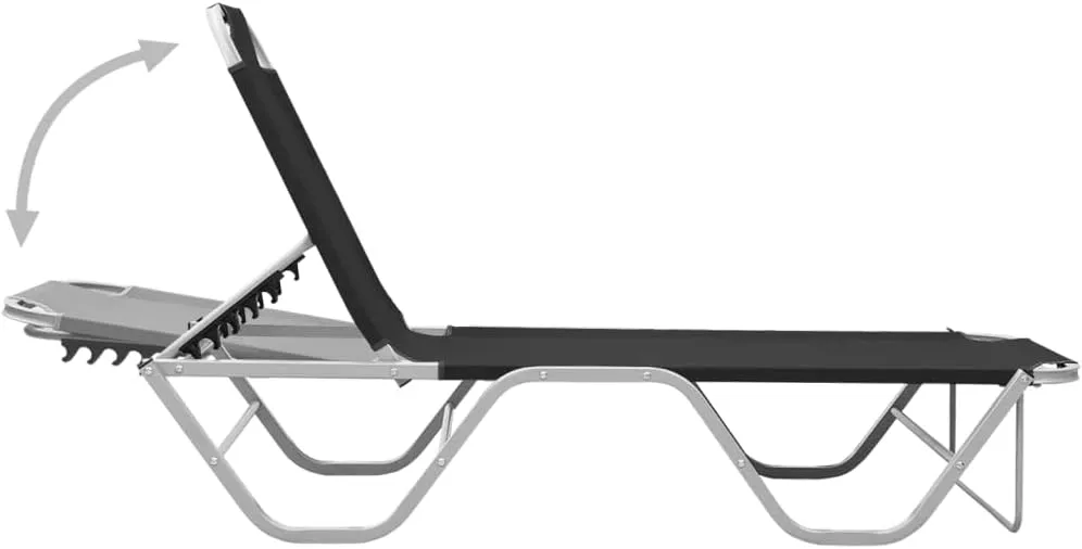 Sun Lounger Aluminum and Textilene Blackrecliner Chair Outdoor Lounge Chairs Tanning Chair Camping chairsSuitable for Gardens, courtyards
