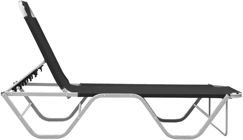 Sun Lounger Aluminum and Textilene Blackrecliner Chair Outdoor Lounge Chairs Tanning Chair Camping chairsSuitable for Gardens, courtyards