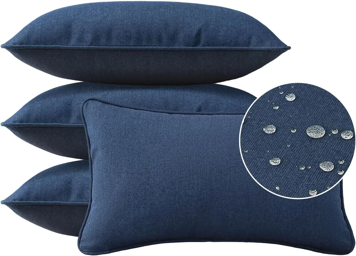 Sunbrella Decorative Outdoor Waterproof Throw Pillows with Inserts, Set of 4, 20" x12" Pillows for Patio, Backyard, Bed, Couch, and Patio Furniture, Specrtum Indigo