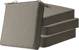 Sunbrella Square Corner Seat Cushions, 19" x 19" x 3", Set of 4, Indoor Outdoor Waterproof Weather Resistant Universal Chair Pads with Ties for Patio Furniture, Garden Dining Chairs, Cast Shale