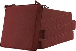 Sunbrella Square Corner Seat Cushions, 19" x 19" x 3", Set of 4, Indoor Outdoor Waterproof Weather Resistant Universal Chair Pads with Ties for Patio Furniture, Garden Dining Chairs, Spectrum Brick