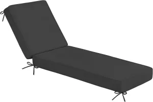 Sundale Outdoor Olefin Chaise Lounge Cushion Set of 2, Water-Resistant Patio Lounge Chair Cushion, Thick Lounger Pad with 8 Straps Dark Gray, 80 x 26 x 4 Inches