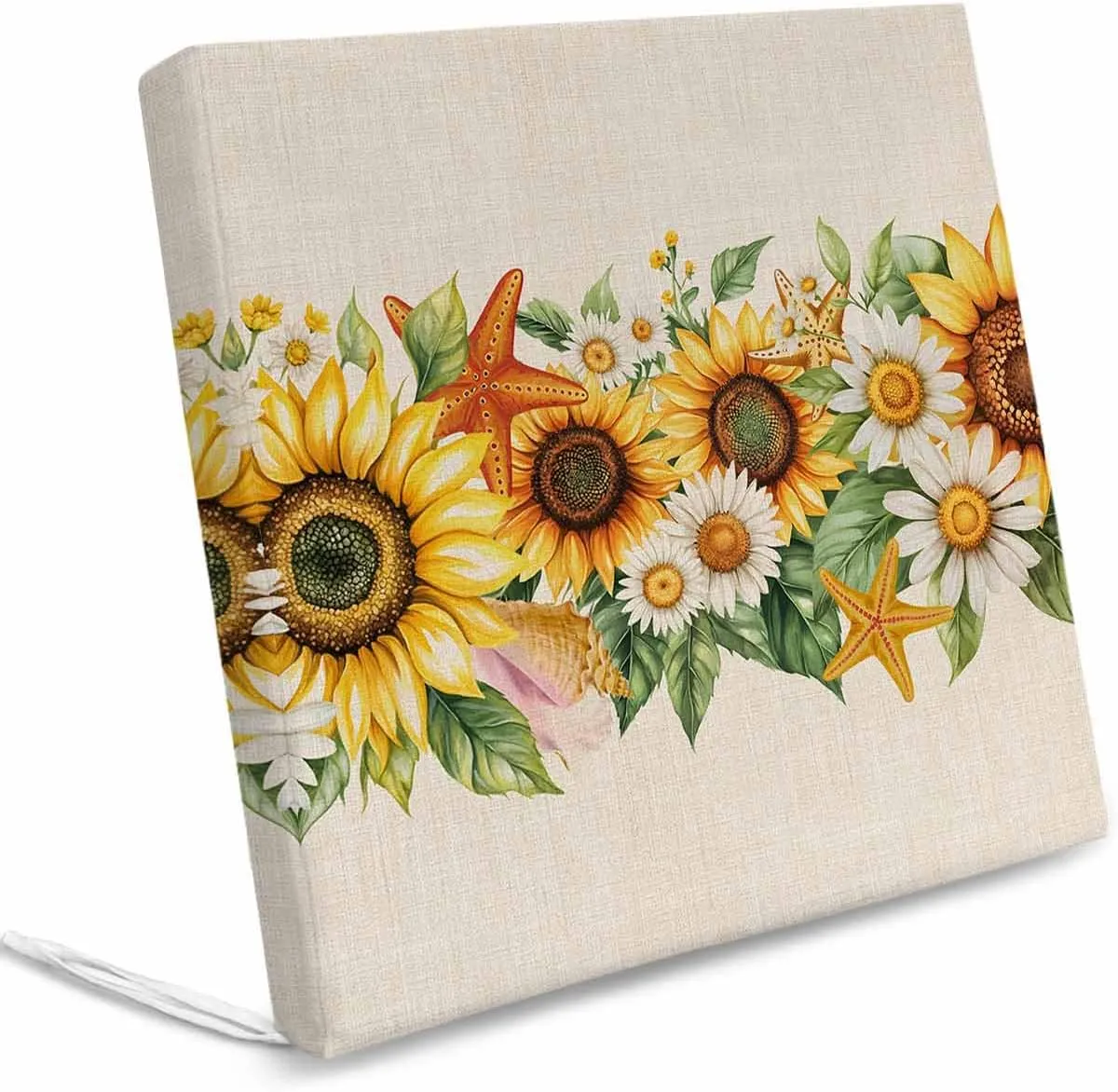 Sunflower Outdoor Cushion Chair Cover Set of 2 - Waterproof Couch Seat Covers, Yellow Summer Floral Pastoral Rustic Patio Furniture Protector Cushions Slipcovers for Sofa/RV, 24"x24"x4"