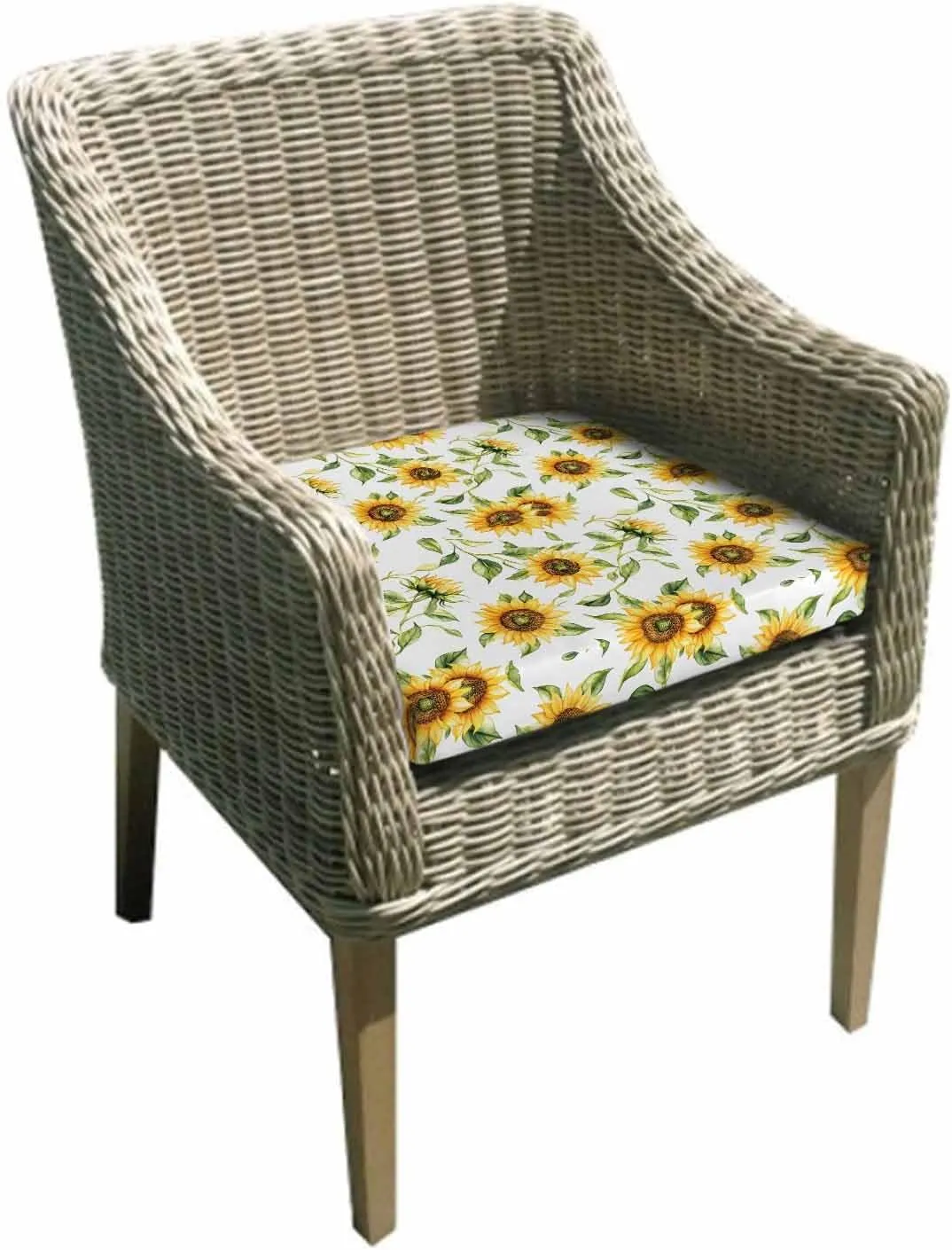Sunflower Outdoor Cushion Chair Cover Set of 4 - Waterproof Couch Seat Covers, Farmhouse Flowers Summer Botanical Patio Furniture Protector Cushions Slipcovers for Sofa/RV, 20"x18"x4"