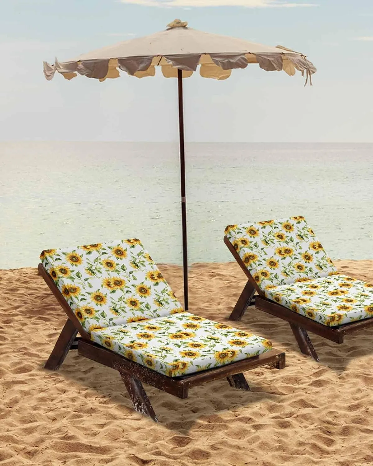 Sunflower Outdoor Cushion Chair Cover Set of 4 - Waterproof Couch Seat Covers, Farmhouse Flowers Summer Botanical Patio Furniture Protector Cushions Slipcovers for Sofa/RV, 20"x18"x4"