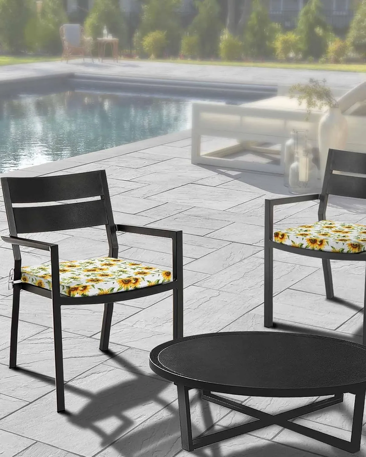 Sunflower Outdoor Cushion Chair Cover Set of 4 - Waterproof Couch Seat Covers, Farmhouse Flowers Summer Botanical Patio Furniture Protector Cushions Slipcovers for Sofa/RV, 20"x18"x4"