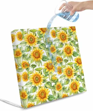 Sunflower Outdoor Cushion Chair Cover Set of 4 - Waterproof Couch Seat Covers, Farmhouse Summer Botanical Watercolor Patio Furniture Protector Cushions Slipcovers for Sofa/RV, 22"x20"x4"