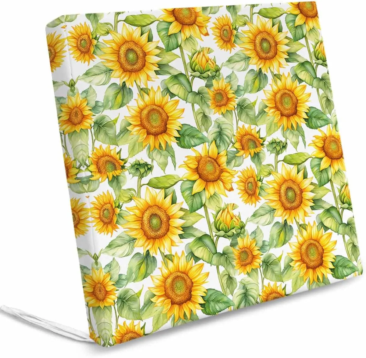 Sunflower Outdoor Cushion Chair Cover Set of 4 - Waterproof Couch Seat Covers, Farmhouse Summer Botanical Watercolor Patio Furniture Protector Cushions Slipcovers for Sofa/RV, 22"x20"x4"