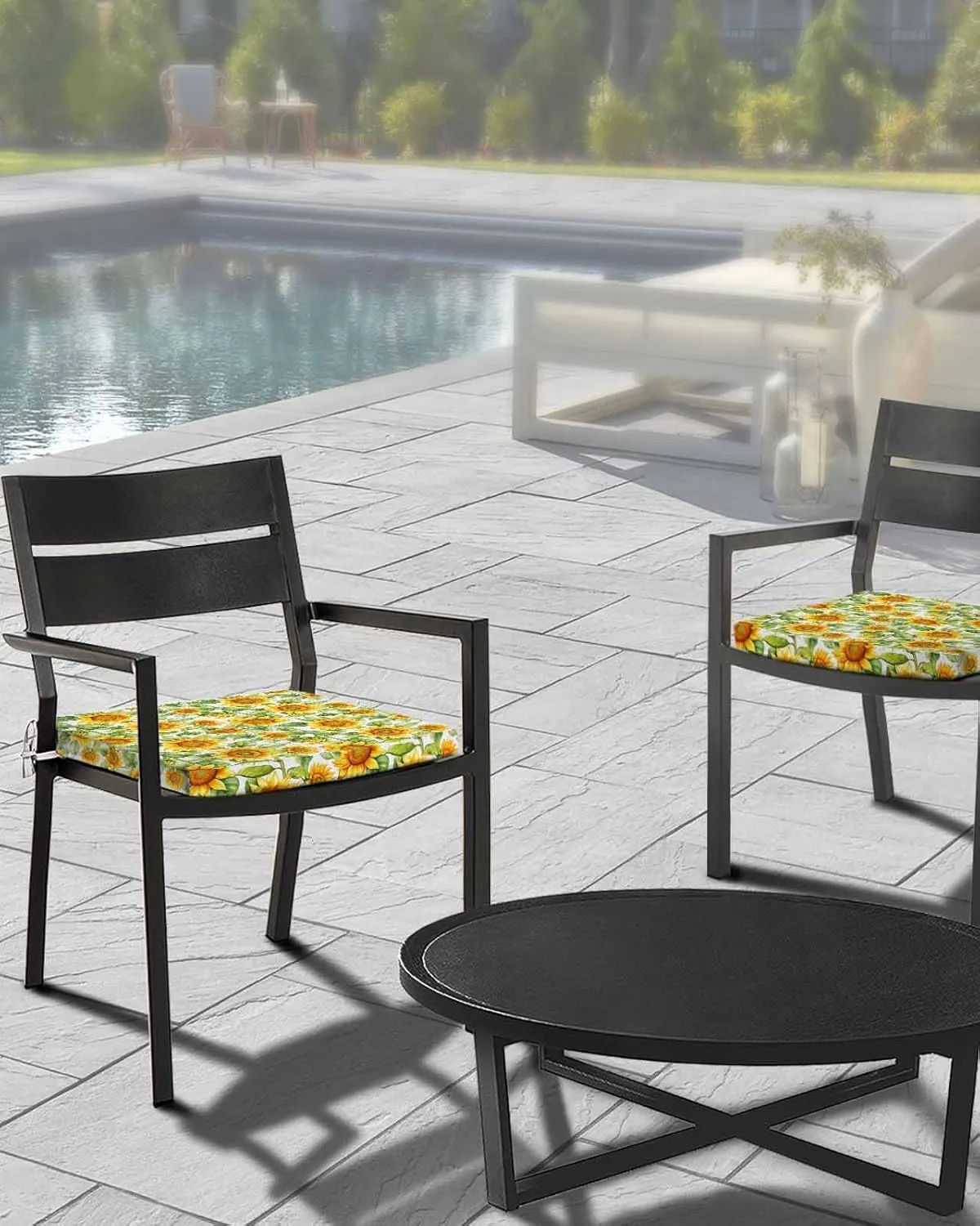 Sunflower Outdoor Cushion Chair Cover Set of 4 - Waterproof Couch Seat Covers, Farmhouse Summer Botanical Watercolor Patio Furniture Protector Cushions Slipcovers for Sofa/RV, 22"x20"x4"