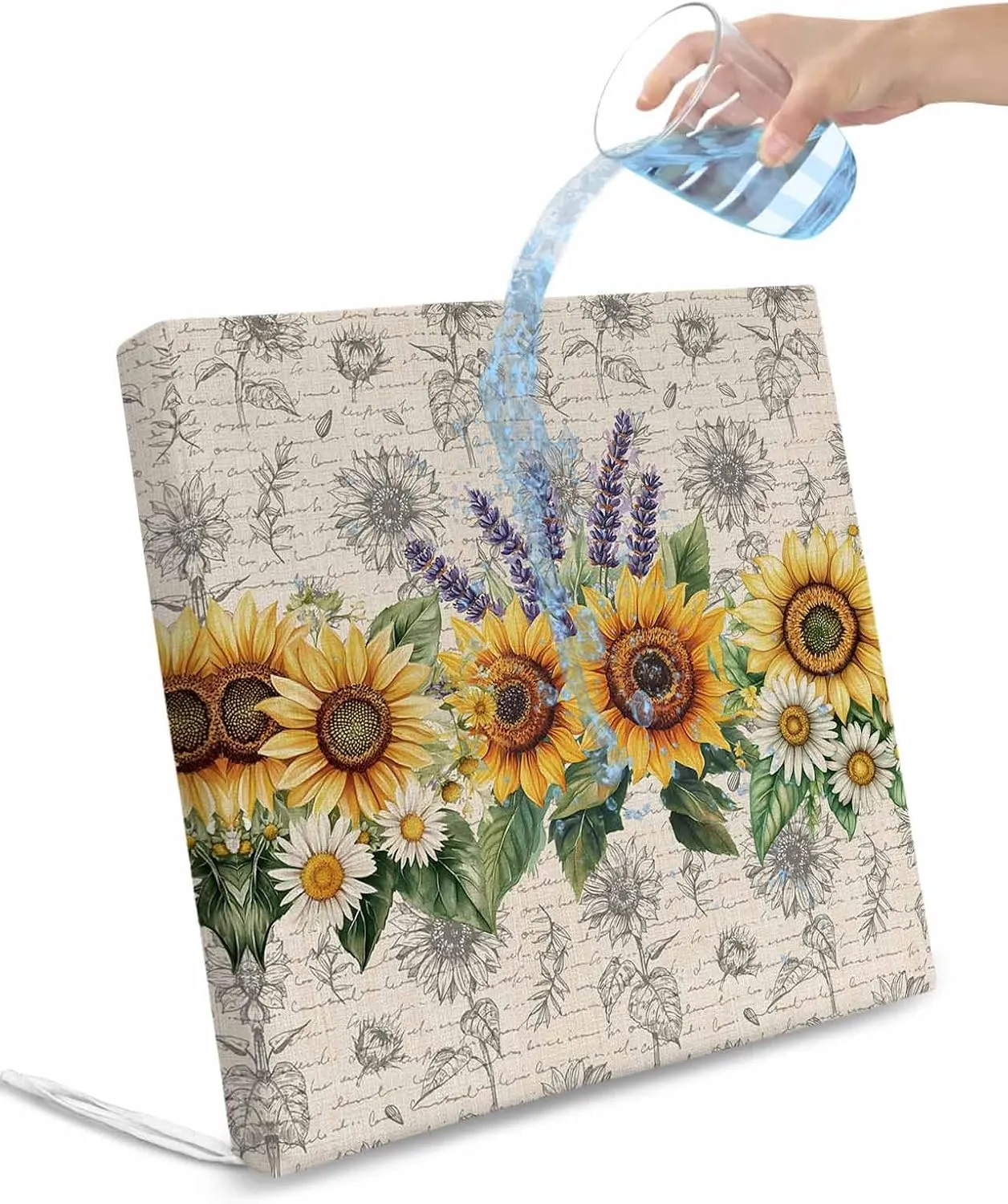 Sunflower Outdoor Cushion Chair Cover Set of 4 - Waterproof Couch Seat Covers, Summer Botanical Lavender Farmhouse Patio Furniture Protector Cushions Slipcovers for Sofa/RV, 22"x20"x4"