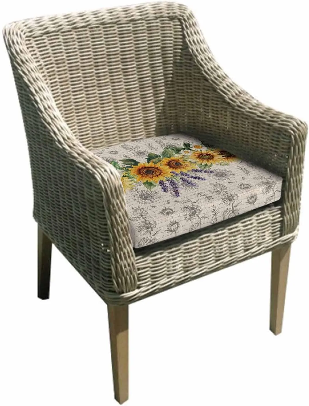 Sunflower Outdoor Cushion Chair Cover Set of 4 - Waterproof Couch Seat Covers, Summer Botanical Lavender Farmhouse Patio Furniture Protector Cushions Slipcovers for Sofa/RV, 22"x20"x4"