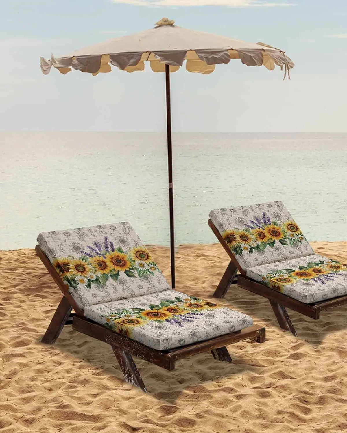 Sunflower Outdoor Cushion Chair Cover Set of 4 - Waterproof Couch Seat Covers, Summer Botanical Lavender Farmhouse Patio Furniture Protector Cushions Slipcovers for Sofa/RV, 22"x20"x4"