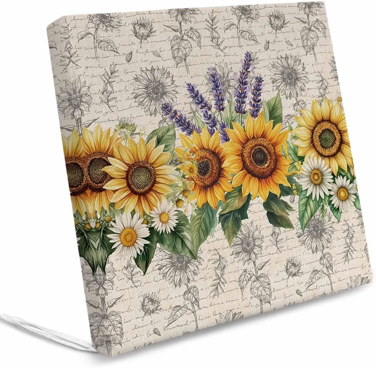 Sunflower Outdoor Cushion Chair Cover Set of 4 - Waterproof Couch Seat Covers, Summer Botanical Lavender Farmhouse Patio Furniture Protector Cushions Slipcovers for Sofa/RV, 22"x20"x4"