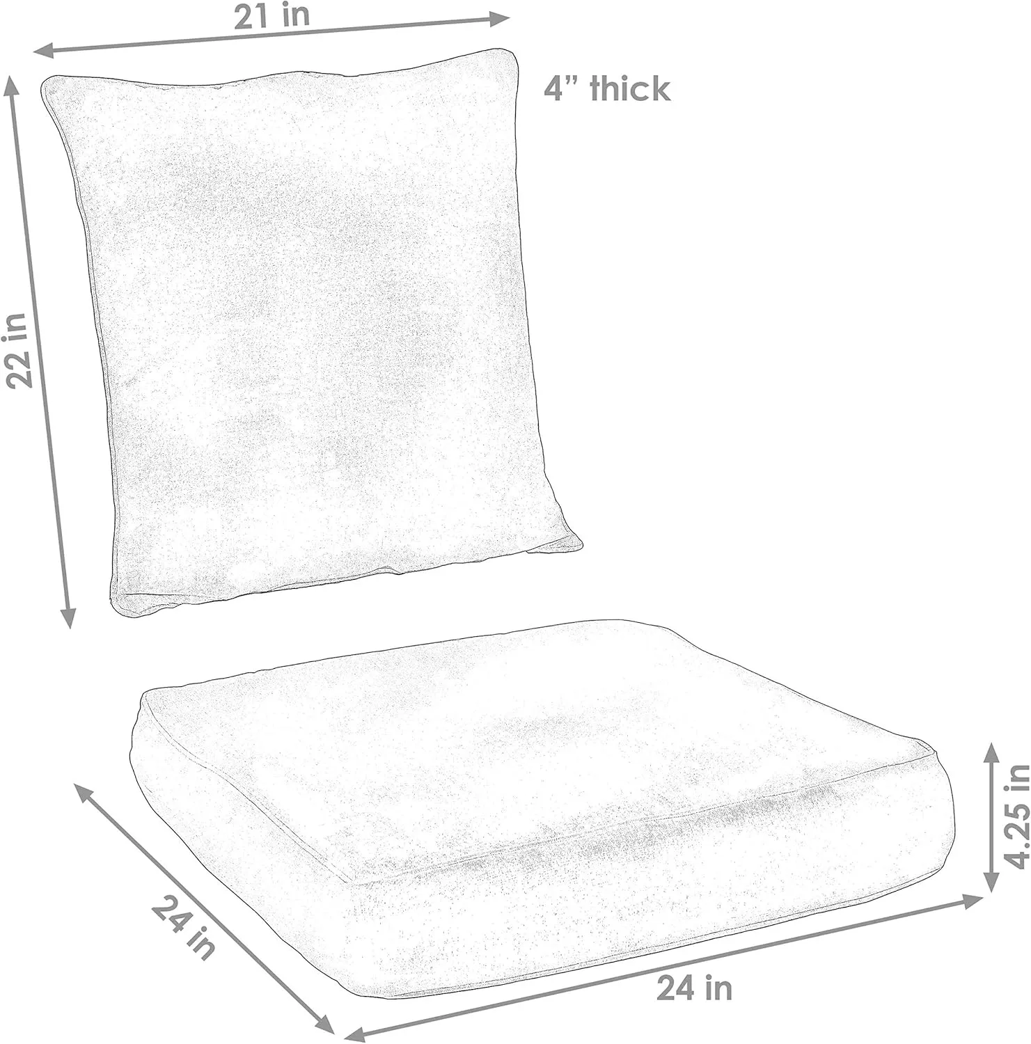 Sunnydaze 2-Piece Indoor/Outdoor Back and Seat Cushion Set for Deep Seating Patio Chair - Gray