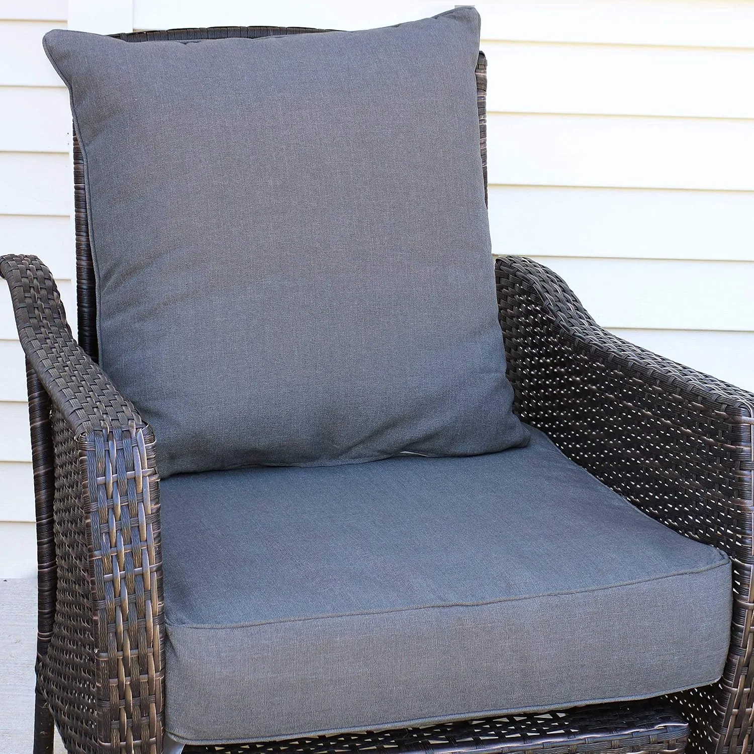 Sunnydaze 2-Piece Indoor/Outdoor Back and Seat Cushion Set for Deep Seating Patio Chair - Gray