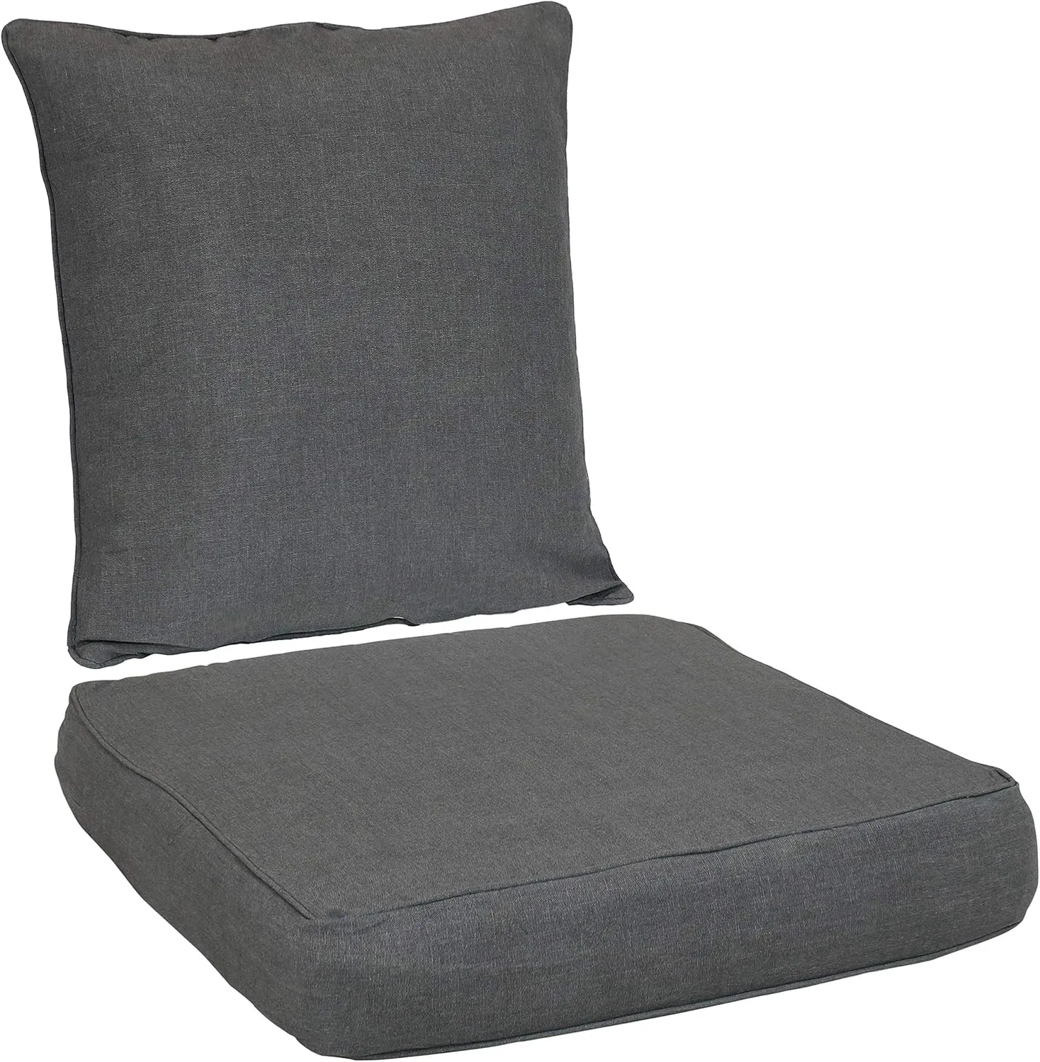 Sunnydaze 2-Piece Indoor/Outdoor Back and Seat Cushion Set for Deep Seating Patio Chair - Gray
