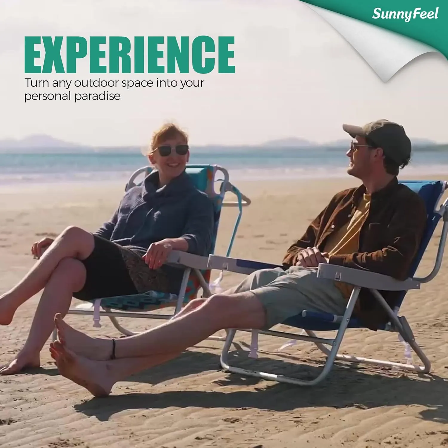 SUNNYFEEL Extra Wide Low Beach Chair 2 Pack 5 Position Lay, XL Oversized Portable Folding Camping Chairs with Cup Holder for Outdoor/Sand, Foldable Backpack Beach Chair for Adults Heavy Duty 500 LBS