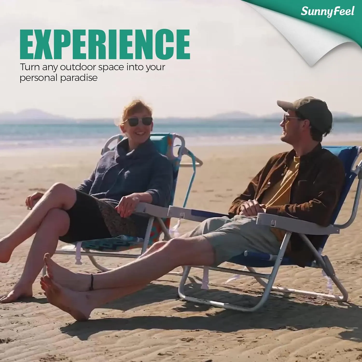 SUNNYFEEL Extra Wide Low Beach Chair 2 Pack 5 Position Lay, XL Oversized Portable Folding Camping Chairs with Cup Holder for Outdoor/Sand, Foldable Backpack Beach Chair for Adults Heavy Duty 500 LBS