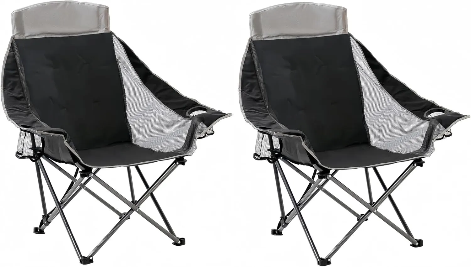 SUNNYFEEL XL Padded Oversized Camping Chair, Heavy Duty Folding Camp Chairs w/Cup Holder and Carry Bag, Portable Lawn Chairs, Foldable Outdoor Sofa for Adults, Sports, Tailgating, Beach,RVing