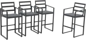 SUNSITT Outdoor Bar Stools Set of 4, All-Weather Aluminum Barstools Bar Height Patio Chairs w/Cushions & Footrest for Backyard Balcony Pool Lawn, Dark-Grey