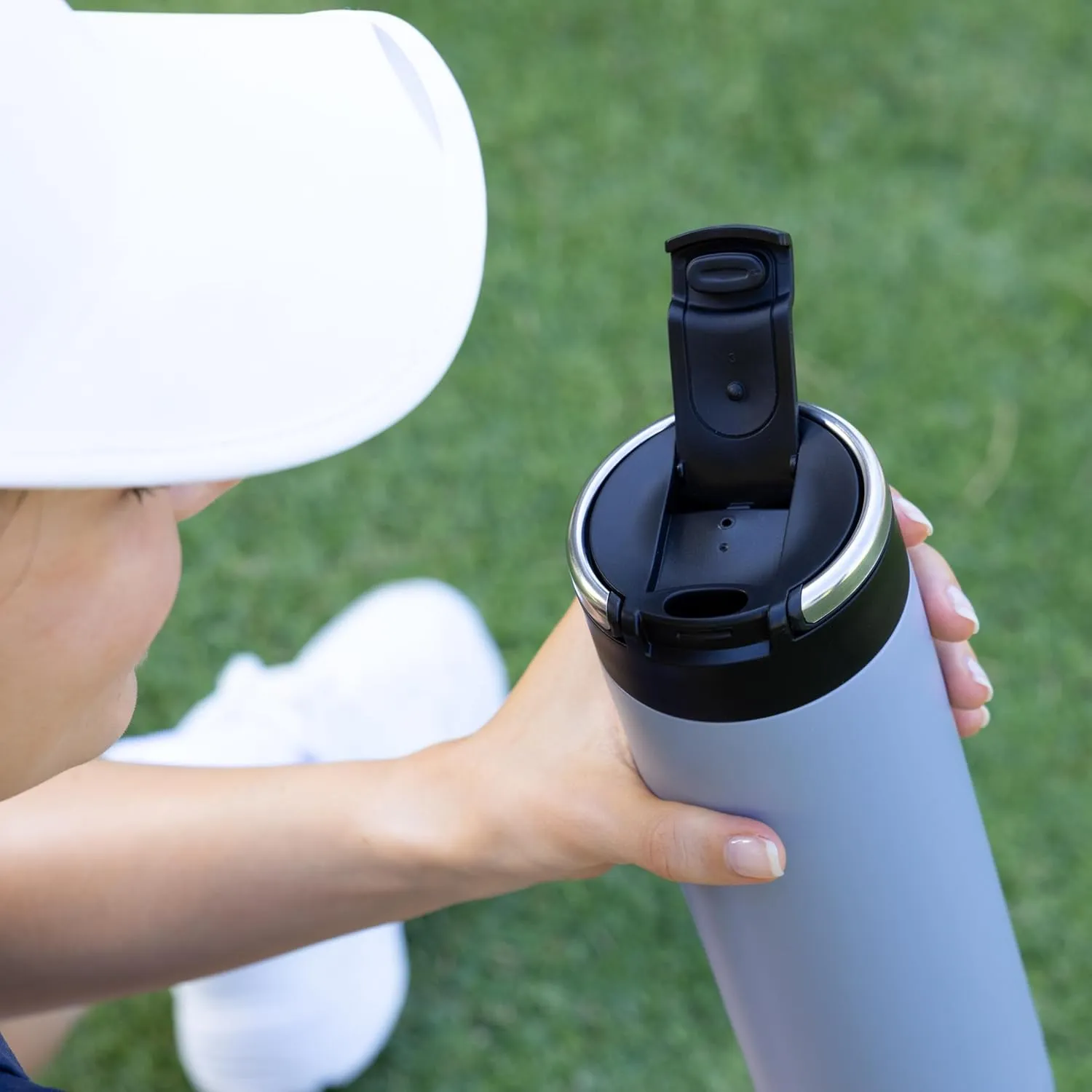 Super Maxi Stainless Steel Water Bottle 36oz - Double wall vacuum insulated | Integrated carry handle | leak proof flip top lid | Lightweight & stylish - Lilac