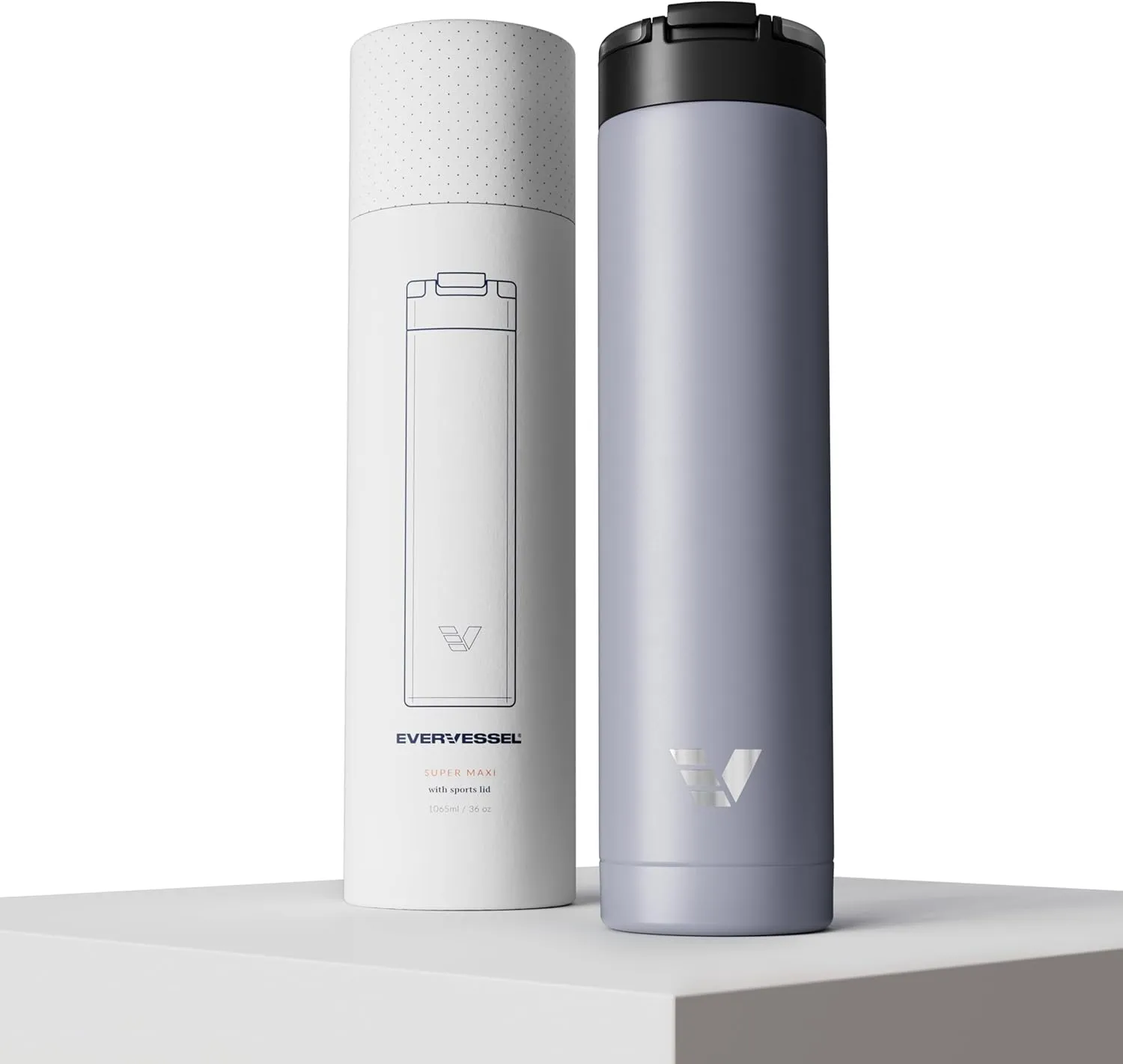 Super Maxi Stainless Steel Water Bottle 36oz - Double wall vacuum insulated | Integrated carry handle | leak proof flip top lid | Lightweight & stylish - Lilac